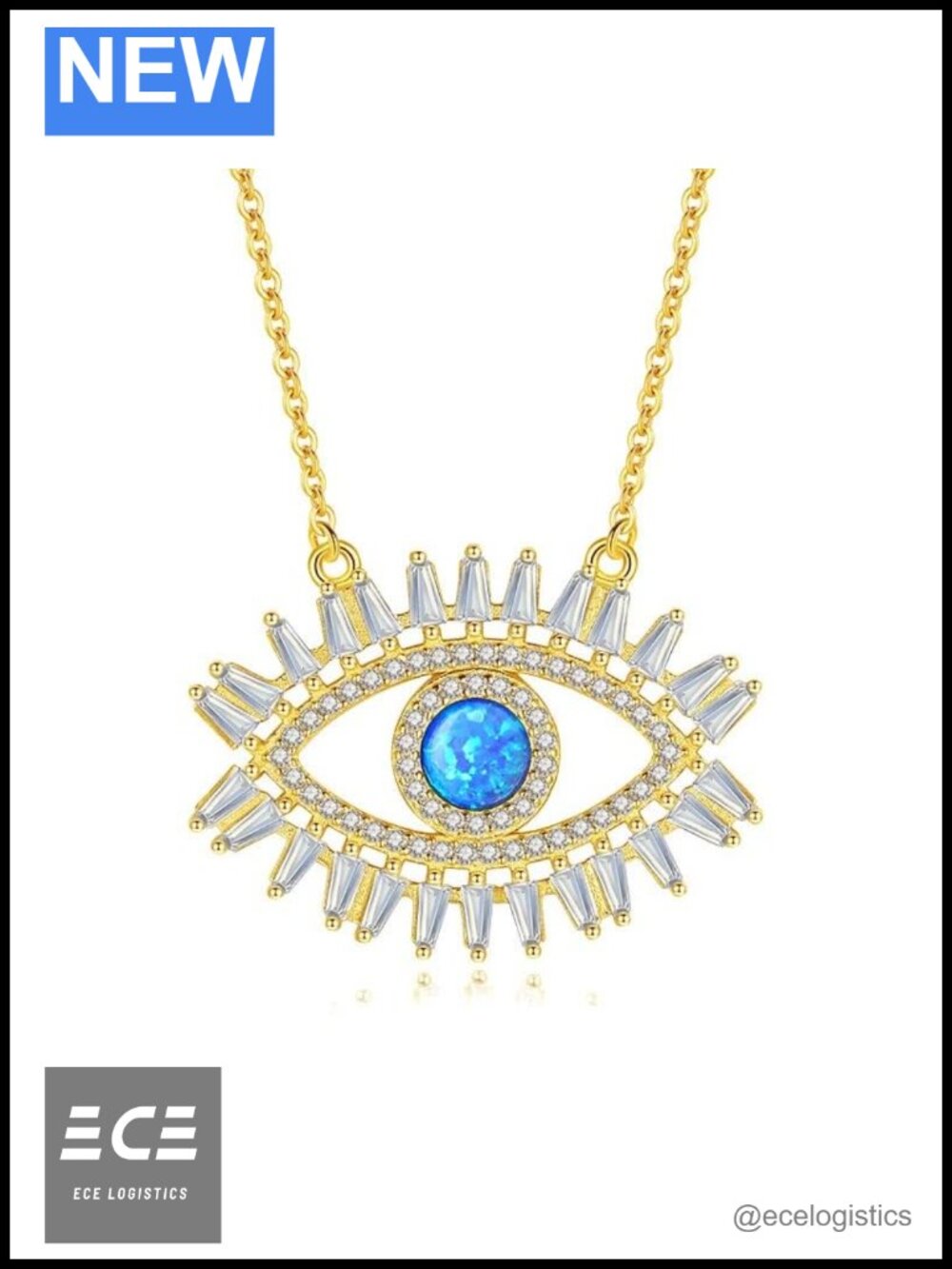 14K Gold Moissanite Evil Eye Pendant Necklace D Color VVS1 18" Adjustable